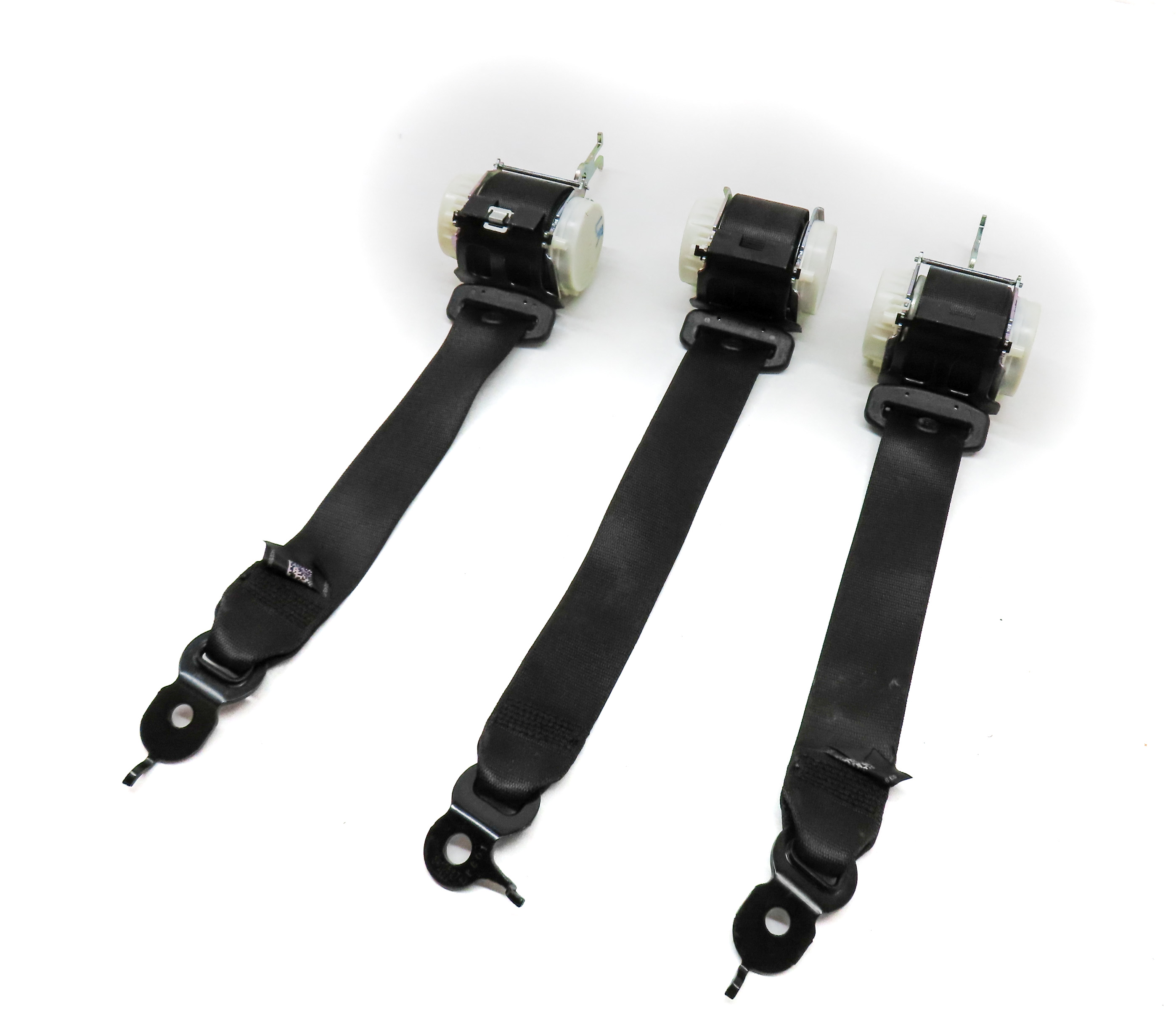 2015 BMW 740Li (F02) REAR SEAT LEFT RIGHT & CENTER SEATBELT RETRACTOR (Black) — exact item pictured